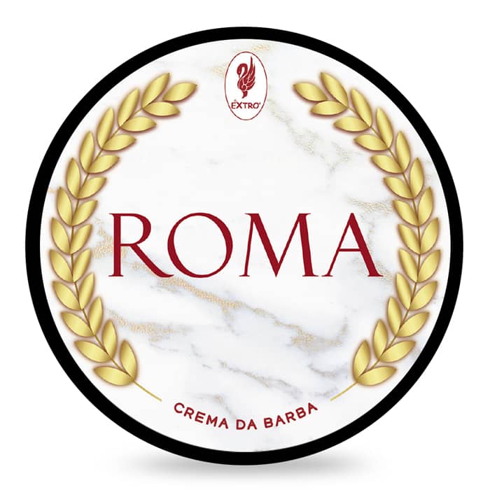 Extro Roma Shaving Cream with donkey’s milk in glass jar, floral and amber scent