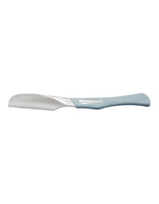 Feather Artist Club DX Straight Razor with light blue elastomer handle and SUS316 stainless steel shaving head.