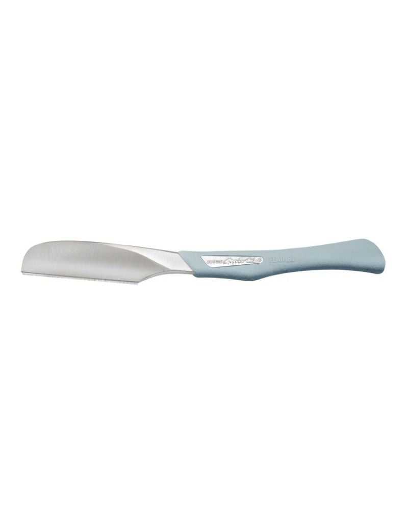 Feather Artist Club DX Straight Razor with light blue elastomer handle and SUS316 stainless steel shaving head.