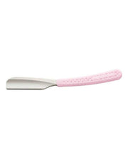 Feather Artist Club SR Straight Razor with silicone pink resin handle and rounded stainless steel concave head.