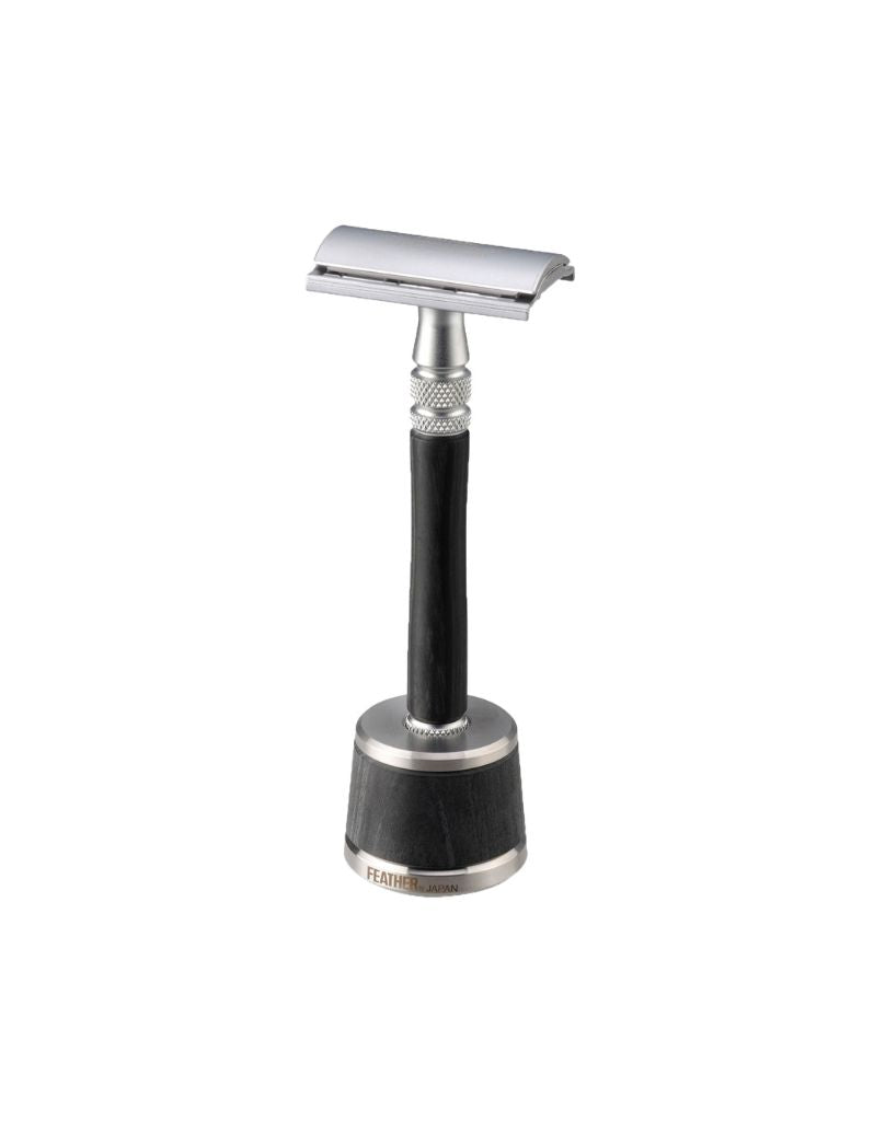 Feather - WS-D2S Wood and Stainless Steel Double Edge Razor with Stand