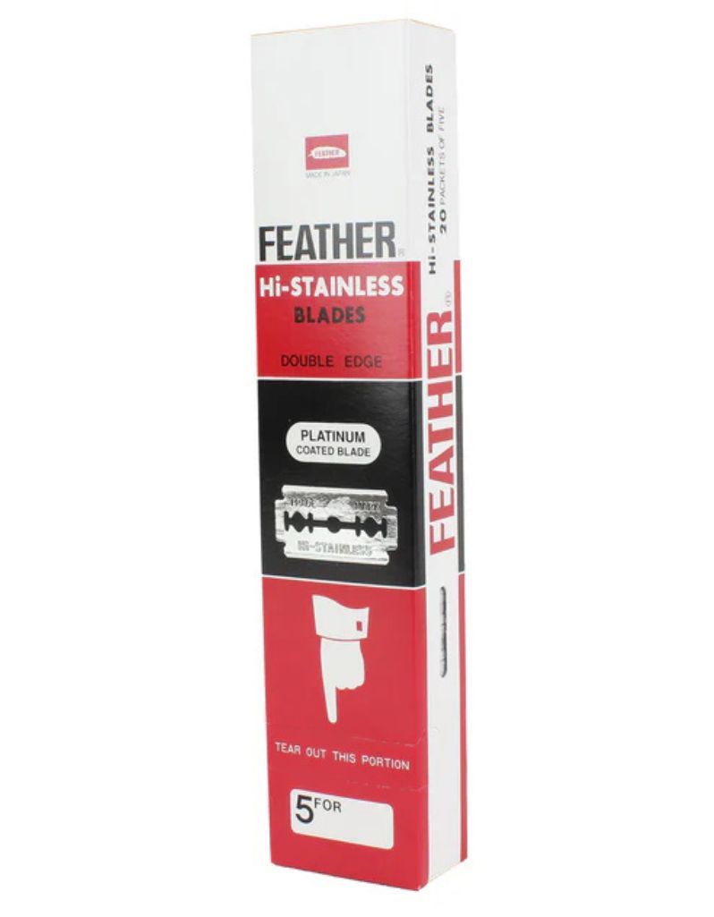 Feather Hi-Stainless double edge razor blades box for shaving