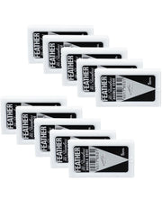 Multiple packs of Feather double edge razor blades for grooming