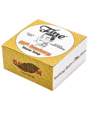 Fine Accoutrements Bay Rum shaving soap in yellow labeled box