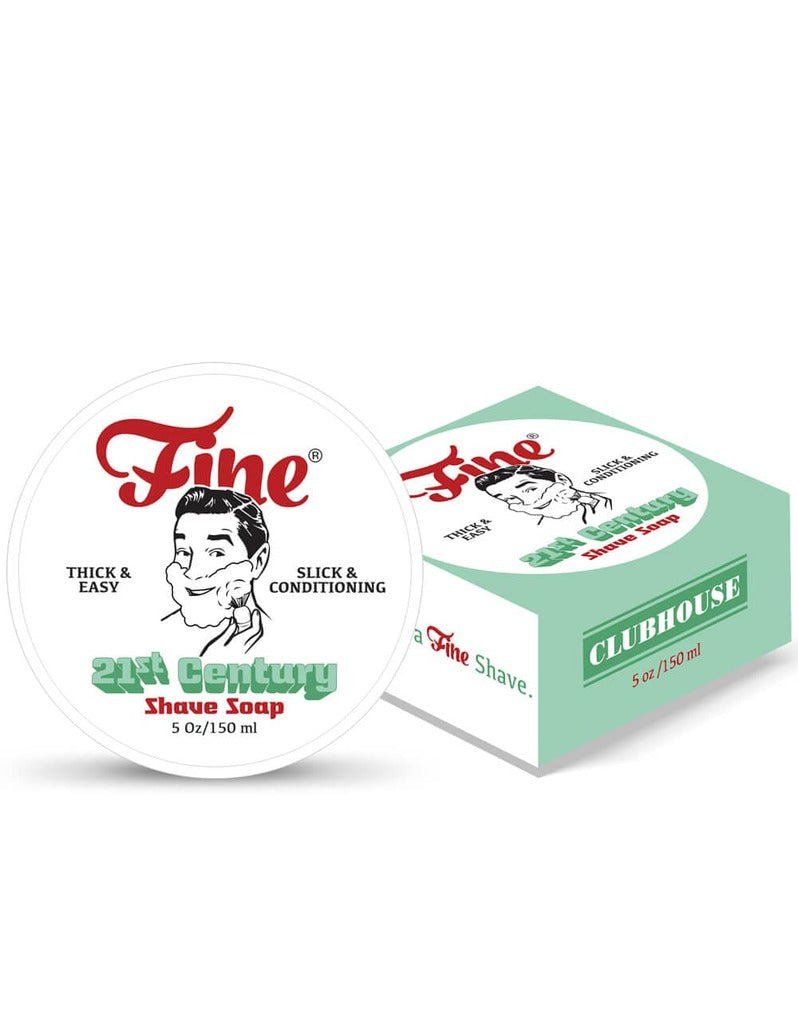 Fine Clubhouse shave soap tub lid with its mint green 5 oz Clubhouse box