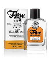 Fine Accoutrements Italian Citrus Classic After Shave bottle with orange label and matching white and gold box