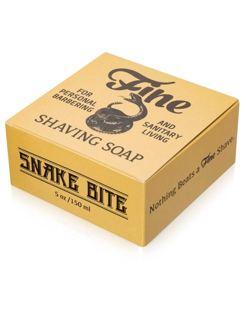 Fine Accoutrements Snake Bite shaving soap 5 oz tan box with coiled snake illustration