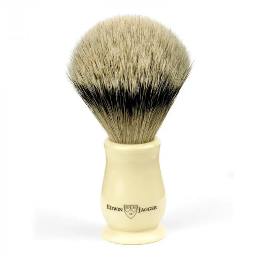 Edwin Jagger - IVCSBST Chatsworth Imitation Ivory Silver Tip Badger Shaving Brush, Medium - New England Shaving Company