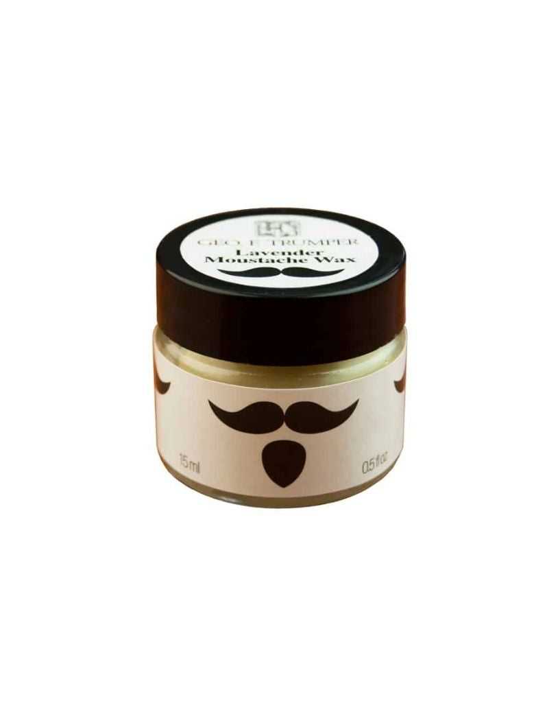 Lavender moustache wax jar with mustache and beard icons