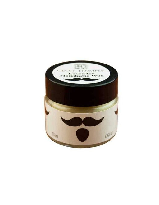 Lavender moustache wax jar with mustache and beard icons
