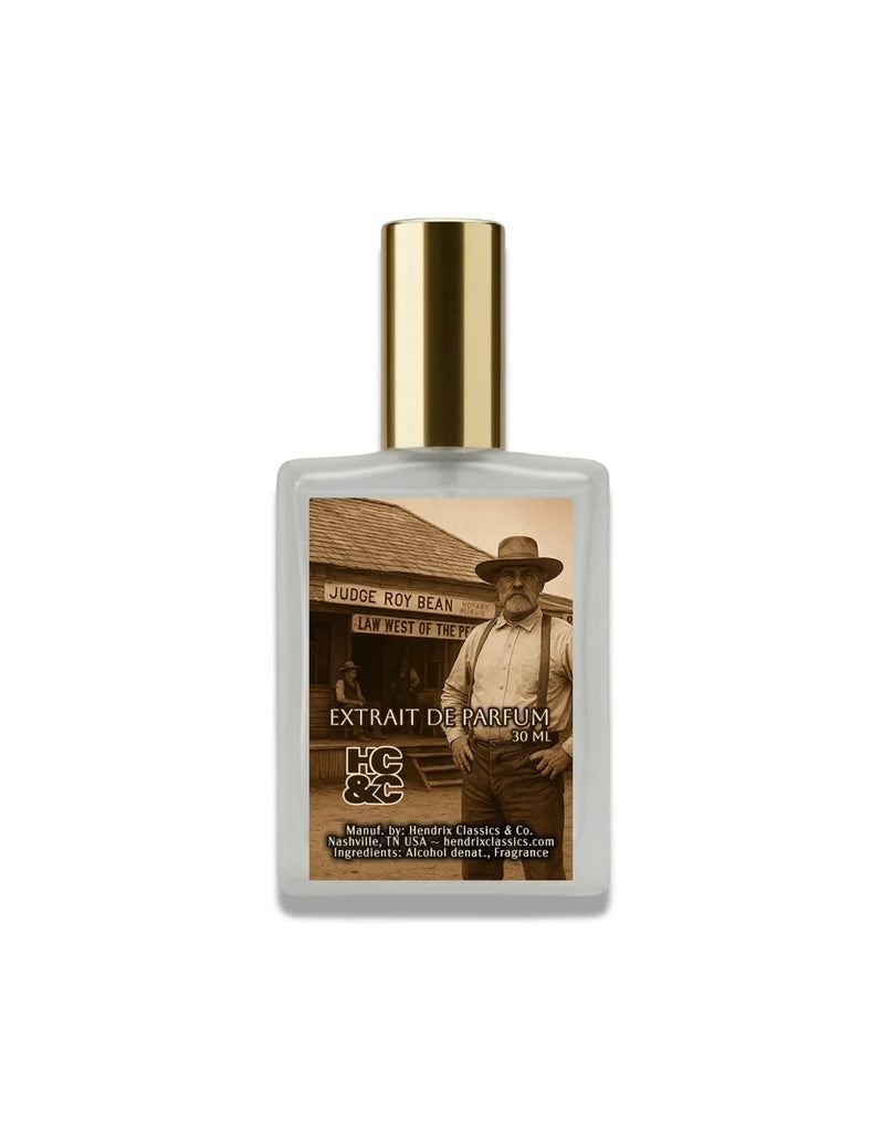 Hendrix Classics & Co. Judge Roy Extrait de Parfum 30 ml bottle with a sepia Old West saloon label