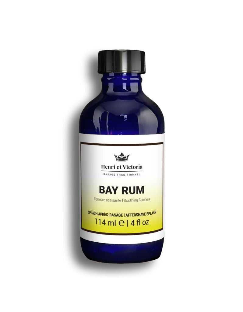 Bottle of Bay Rum by Henri et Victoria on a white background