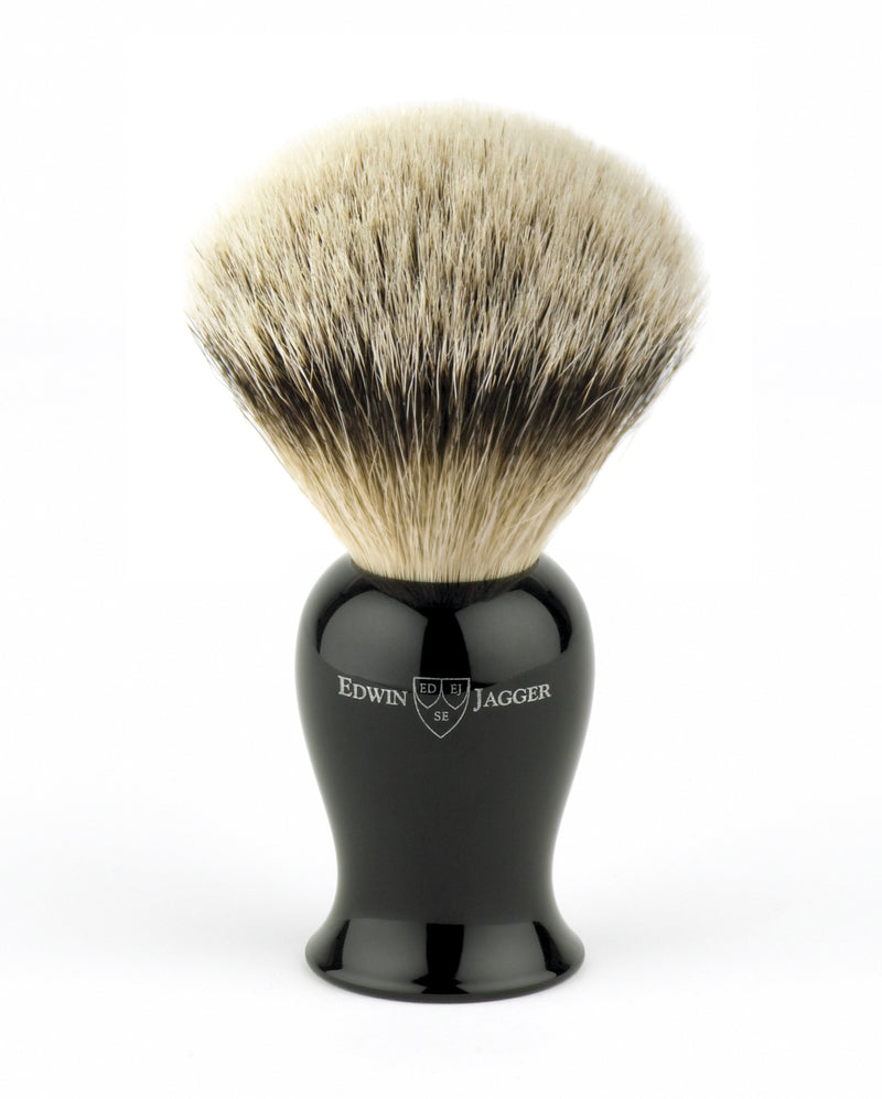 Edwin Jagger - IEPSBST Plaza Imitation Ebony Silver Tip Badger Shaving Brush, Medium
