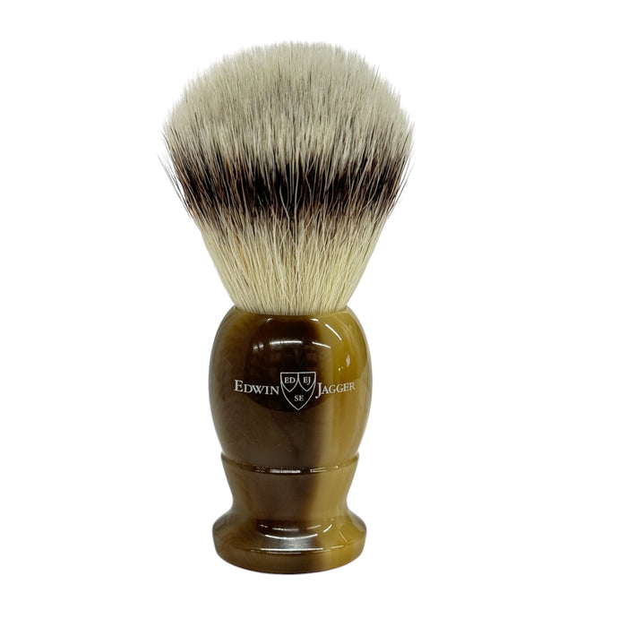 Edwin Jagger - 3EJ872SYNST English Shaving Brush, Imitation Light Horn with Synthetic Silvertip Fiber, Large