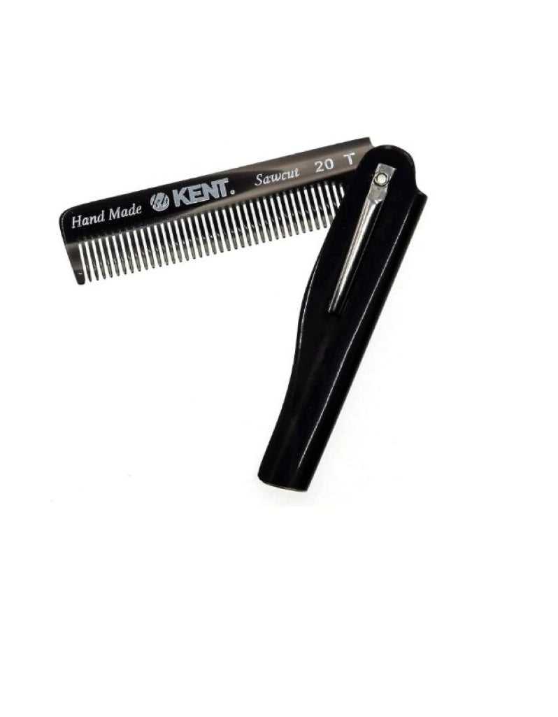Kent - Handmade 167mm Folding Pocket Comb with Clip - 20T