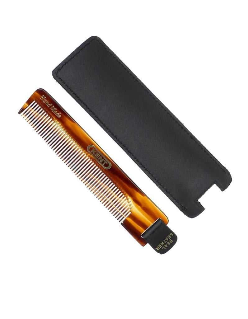 Kent - Handmade 124mm Comb with Leather Tab and Case Fine Hair