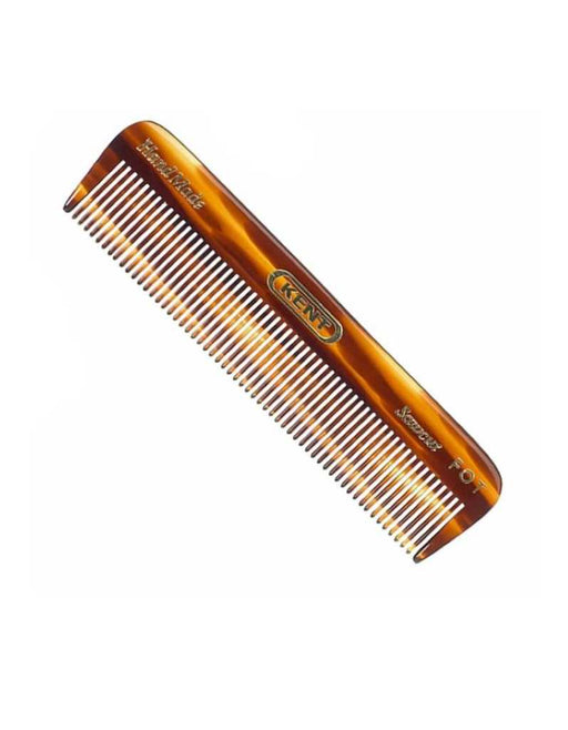 A handheld Kent brand hair comb in tortoiseshell , featuring fine teeth suitable for fine hair.