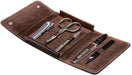 Erbe Solingen 5-Piece Manicure Set, Smooth Leather, Brown Snap Case - New England Shaving Company