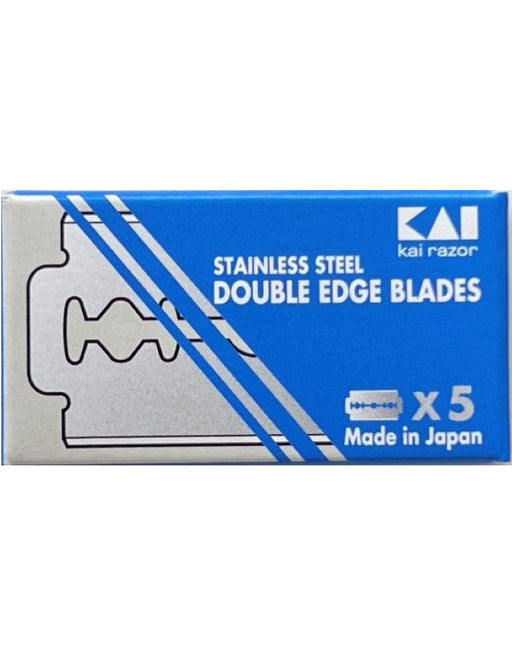 KAI double edge razor blades made in Japan, crafted from surgical stainless steel for ultra sharp, smooth, and durable wet shaving