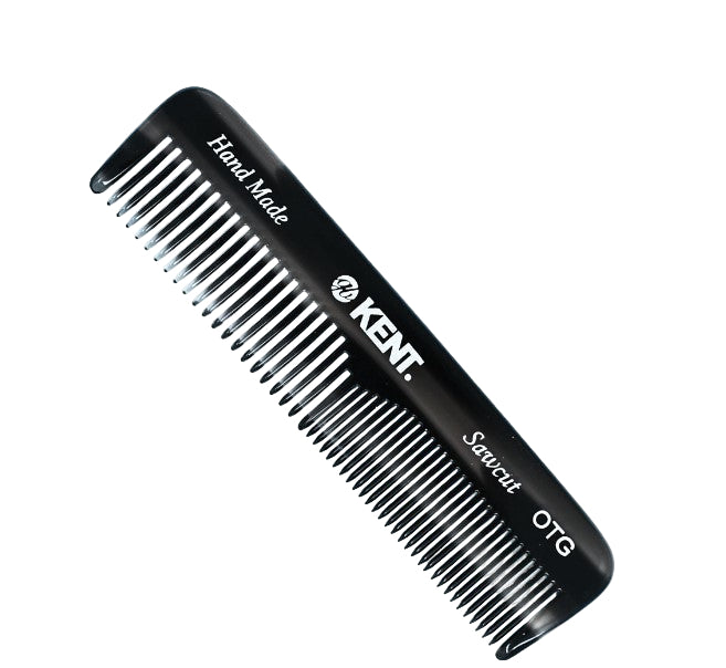 A Kent brand handmade small pocket comb in tortoiseshell color with rounded teeth, suitable for thick/fine hair.