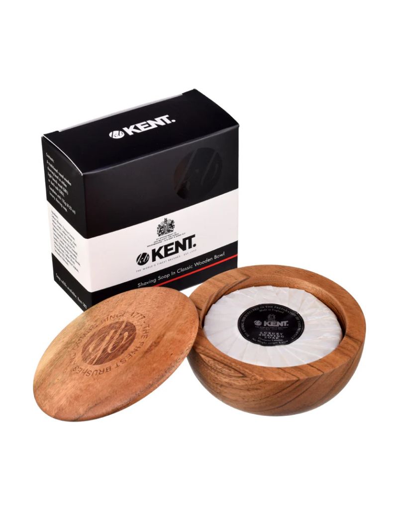 Kent - Shaving Soap in Classic Dark Wooden Bowl