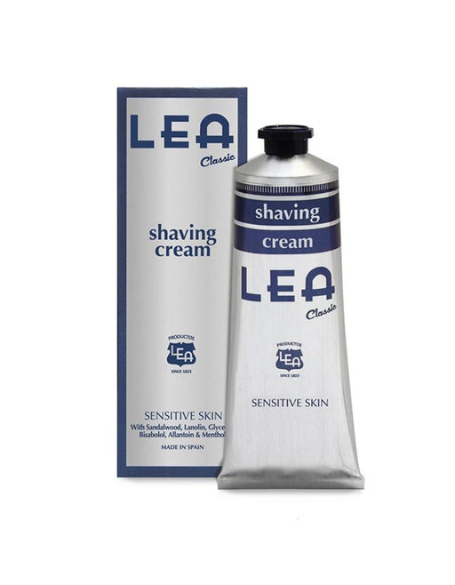LEA shaving cream in tube with lanolin and menthol for smooth shave and sensitive skin relief