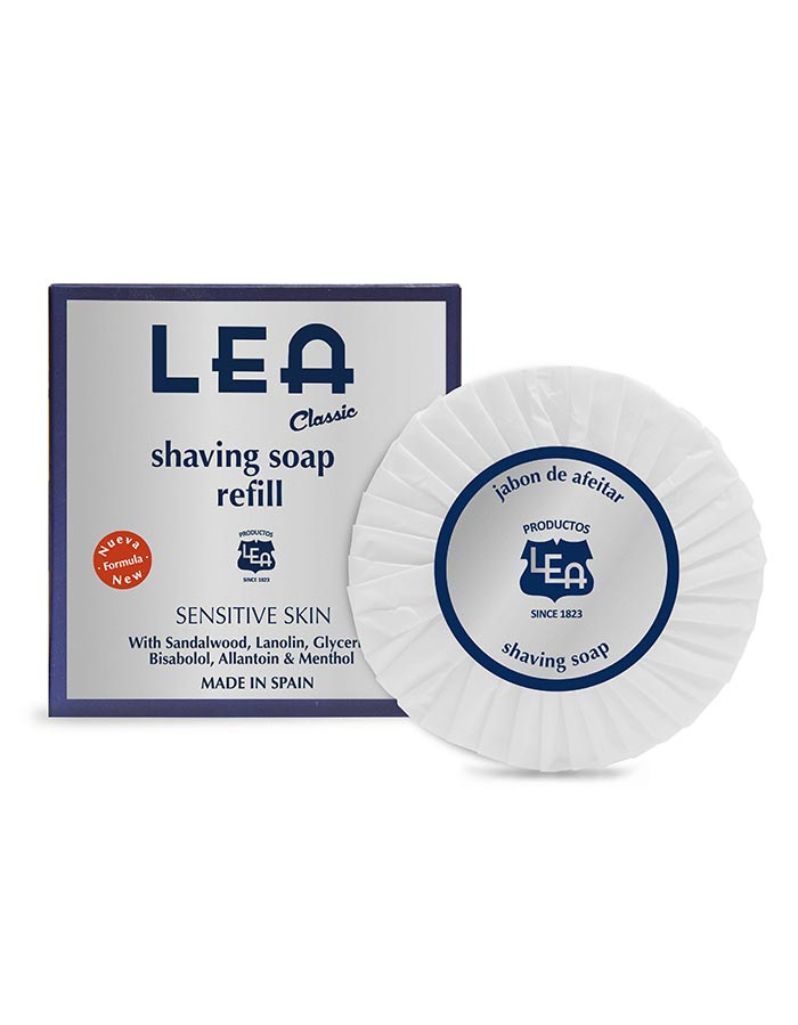 LEA Classic Shaving Soap with lanolin, menthol, and glycerin for sensitive skin and smooth traditional shaves