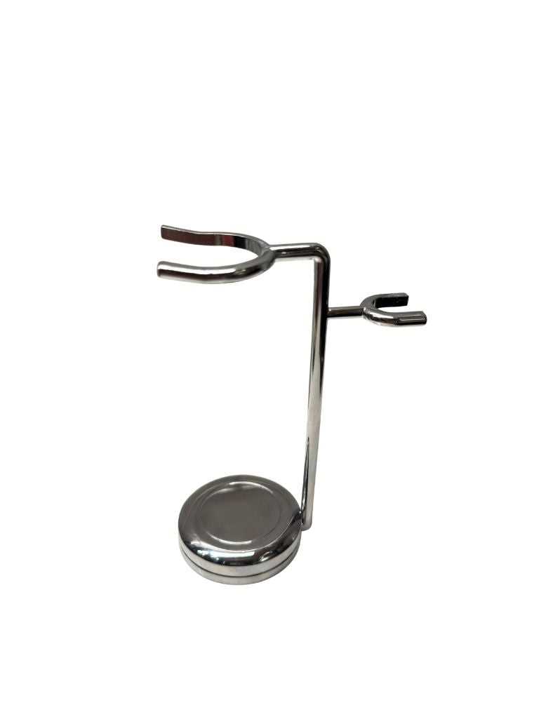 Chrome Mach3 razor and brush stand for grooming