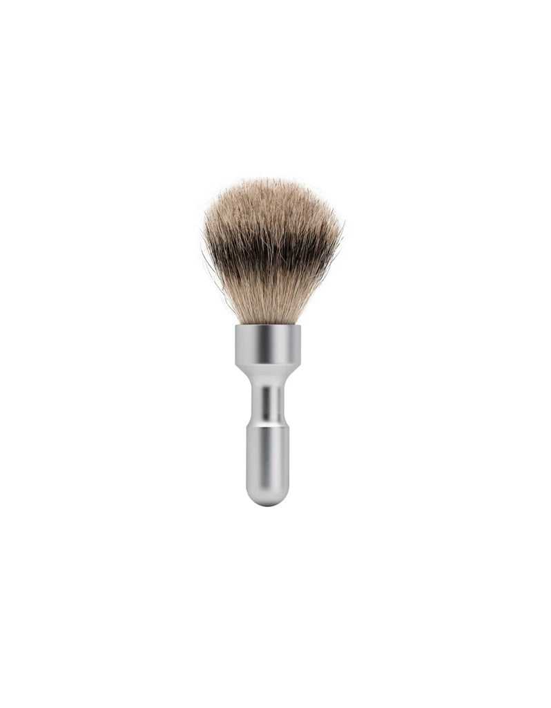Merkur - Shaving Brush with Badger Silvertip Hair in Matte Chrome