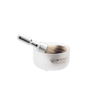 Merkur soap dish with brush in white ceramic