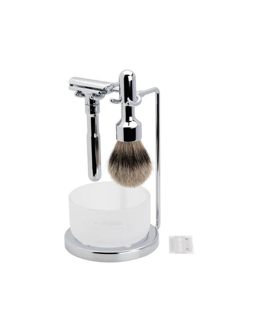 Merkur - Futur 4 Piece Classic Wet Shaving Set, Bright Chrome