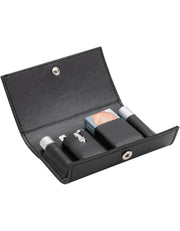 Merkur 3-Piece Double Edge Travel Razor in black leather case 