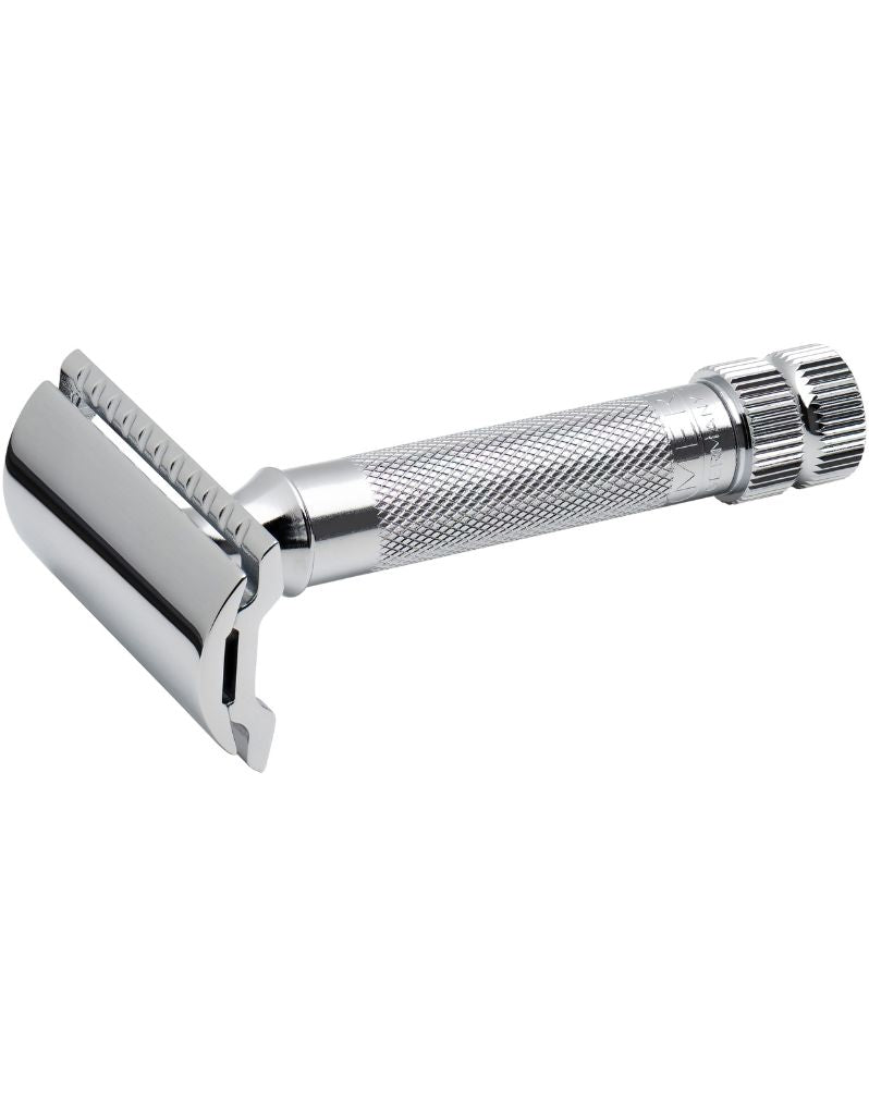 Merkur safety razor with thick handle for shaving