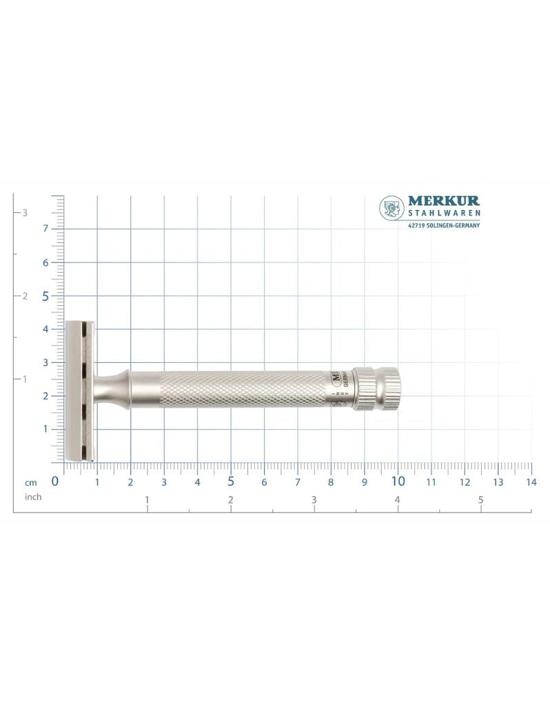 Merkur 34 INOX XL satin safety razor dimensions: length 10cm