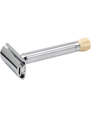 Merkur Progress Long Handle Adjustable Safety Razor with chrome finish and cream handle
