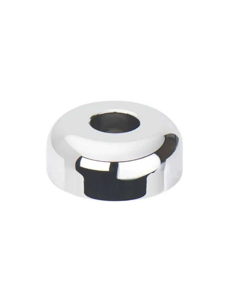 Bright chrome-plated stand for a safety razor, with a circular base and a central hole for the handle.
