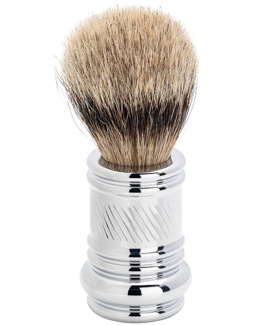 Merkur - Silvertip Badger Hair Shaving Brush, Bright Chrome Plated Aluminum