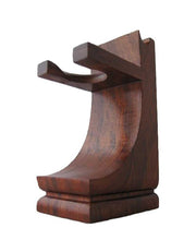 Wooden shaving stand for razor and brush