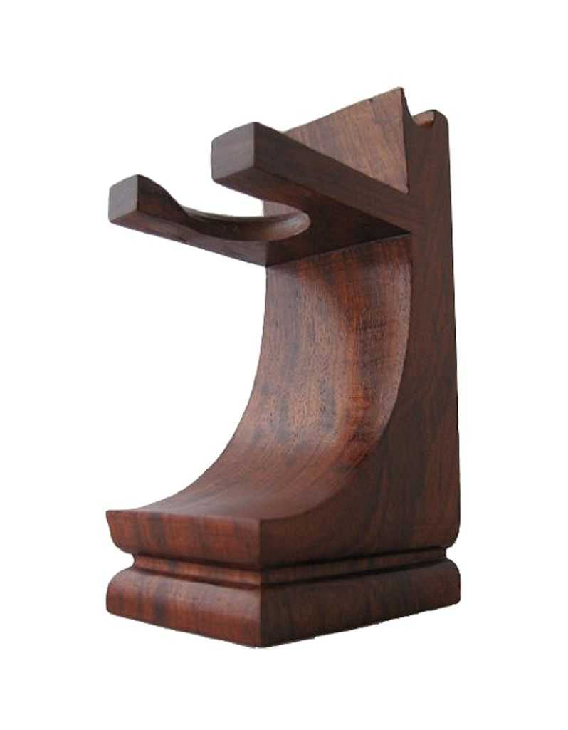 Wooden shaving stand for razor and brush