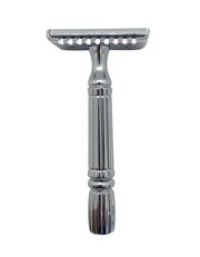 Dual comb safety razor with open and closed comb sides, designed for customizable shaving