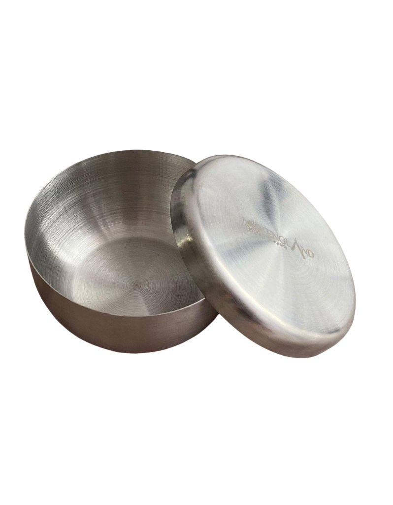 New England Shaving Company - Stainless Steel Shaving Soap & Cream Bowl with Lid - New England Shaving Company