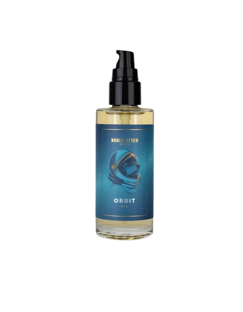 Noble Otter Orbit Oil 2 oz bottle with bergamot, eucalyptus, and rose grooming oil