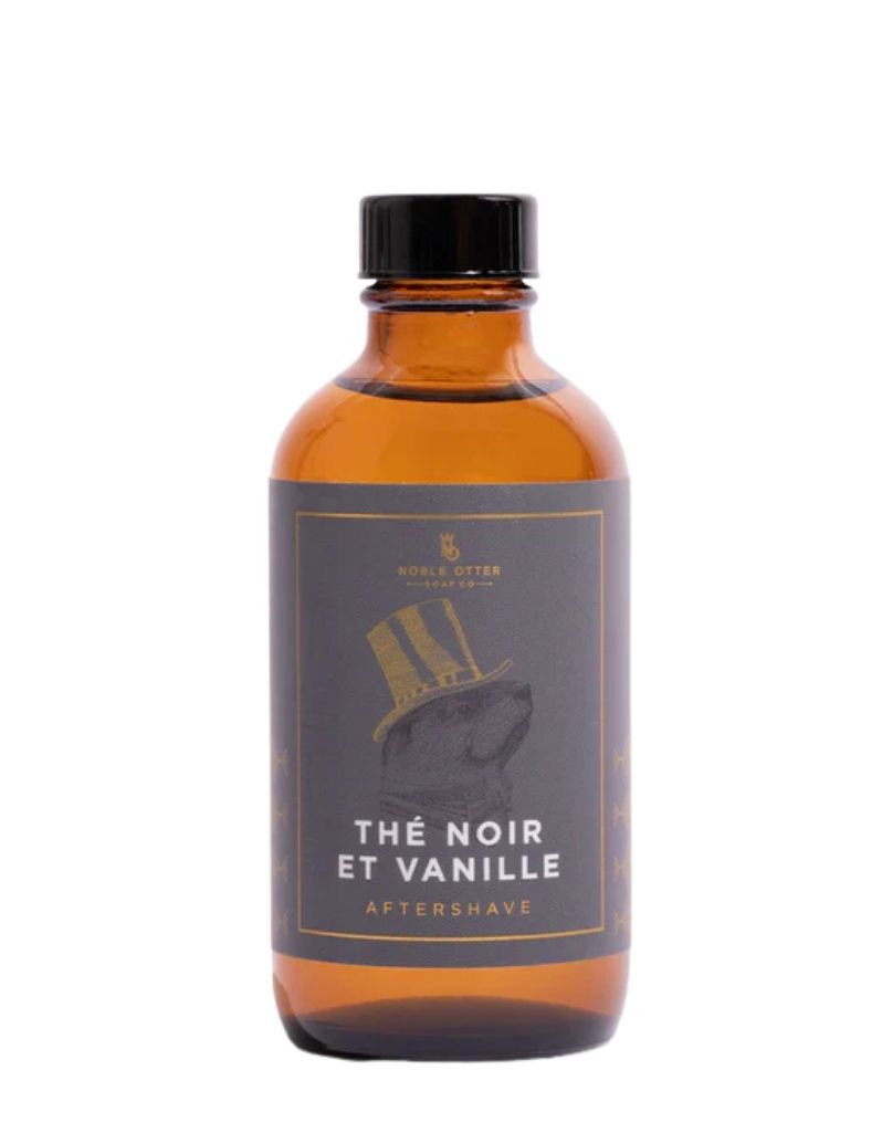 Noble & Otter Thé Noir et Vanille aftershave bottle with black tea and vanilla scent profile