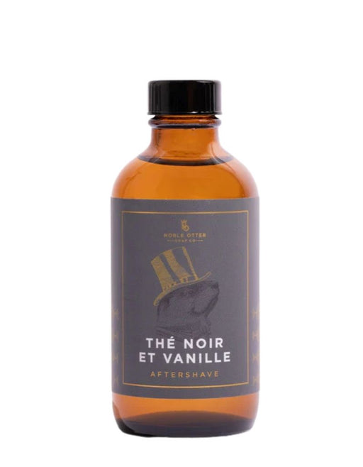 Noble & Otter Thé Noir et Vanille aftershave bottle with black tea and vanilla scent profile