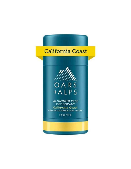 Oars + Alps Aluminum-Free Deodorant California Coast in blue container with yellow band