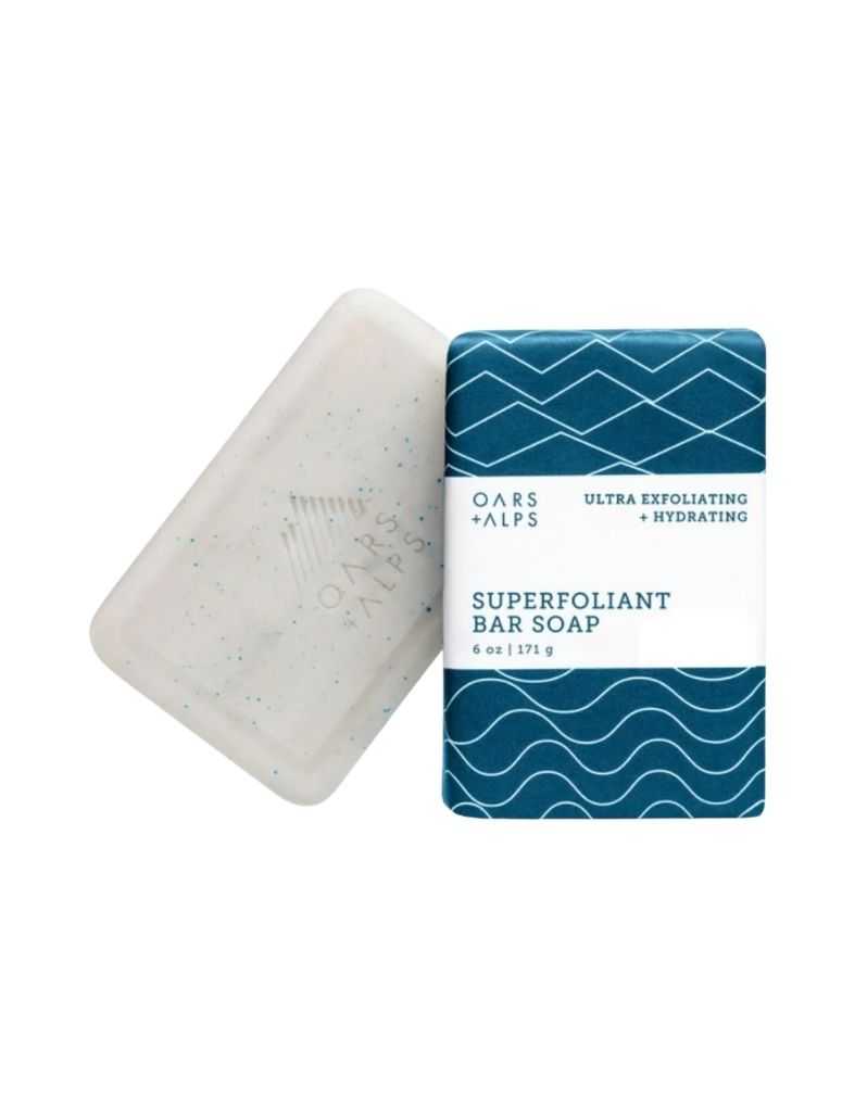Oars + Alps Superfoliant Bar Soap with packaging