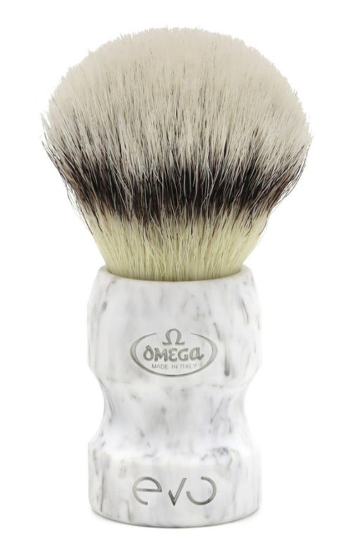 Omega - Evo Shaving Brush - White Marble - E1858 - New England Shaving Company