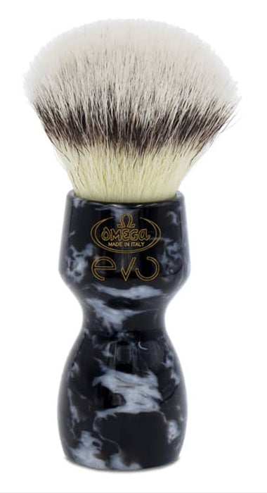 Omega - Evo Shaving Brush - Black and White Marble - E1863 - New England Shaving Company