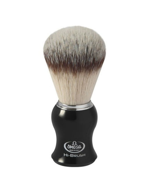 Omega - Hi-Brush Synthetic Fiber Shaving brush, black handle