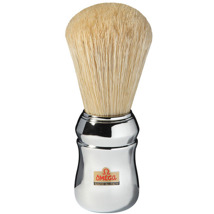 Omega - 10048 Professional Boar Hair Shaving Brush - Faux Chrome - New England Shaving Company